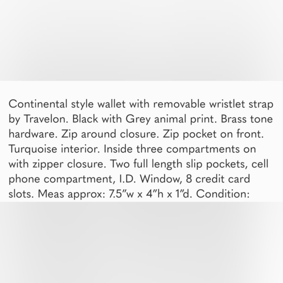 Travelon RFID Blocking Grey Animal Print Continental Wallet Wristlet - Picture 11 of 11